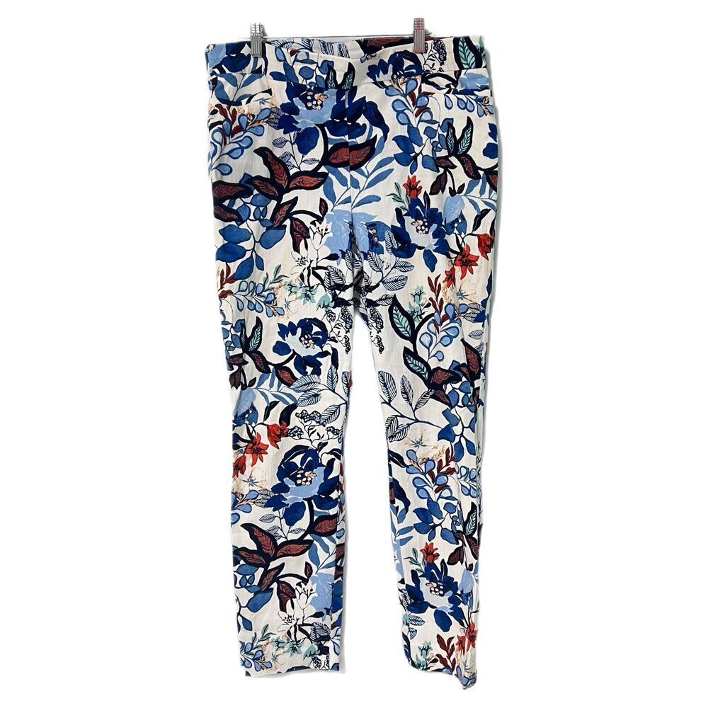 Chico’s So Slimming Brigitte Slim Leg Pull On Pants Size 16 tall Floral Tropical